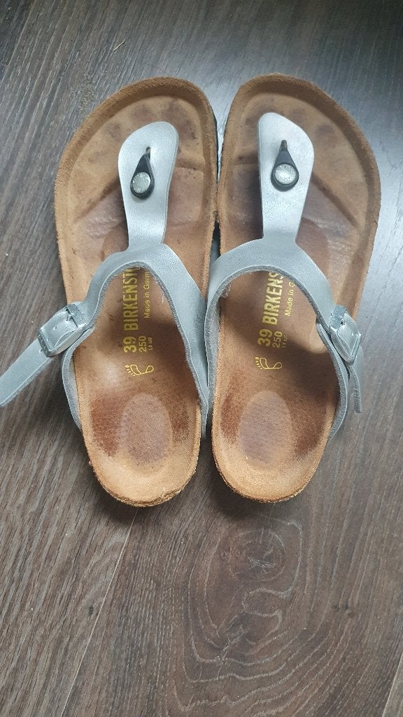 Birkenstock sandalen (zilver) maat 39, Overige kleuren, Gedragen, Birkenstock, Sandalen of Muiltjes