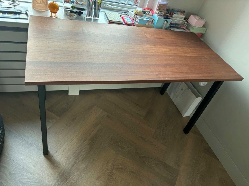 [NEW PRICE] New IKEA MITTZON Desk – Walnut/Black – 140×68×75, Ophalen, Demontabel, IKEA, 140 cm