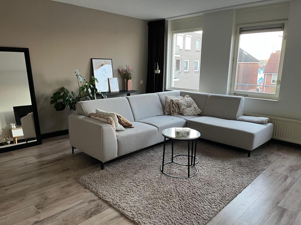 Moderne Hoekbank met Polyether Schuim, Ophalen, Zo goed als nieuw, Stof