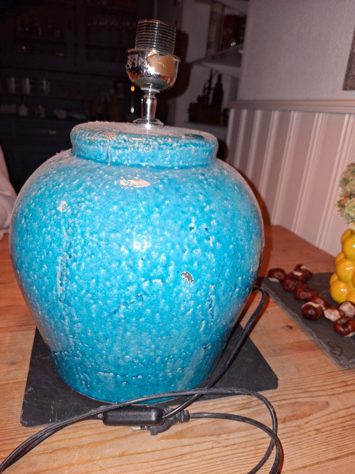 Unieke turquoise keramische tafellamp, Ophalen