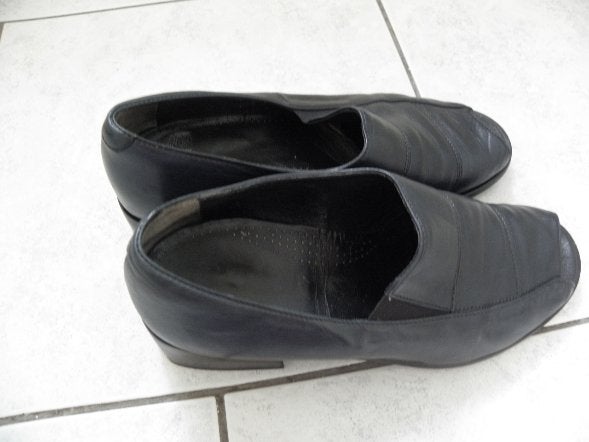 Blauw leren vintage instappers schoenen BURLEY mt 38,5 zgan, Kleding | Dames, Blauw, Instappers, Nieuw, Ophalen of Verzenden