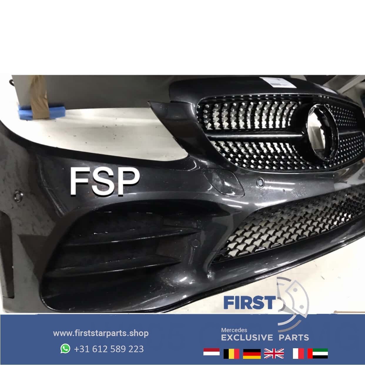 W205 C43 AMG Voorbumper Facelift 2014-2020 COMPLEET originee, Gebruikt, -, Voor, Ophalen of Verzenden
