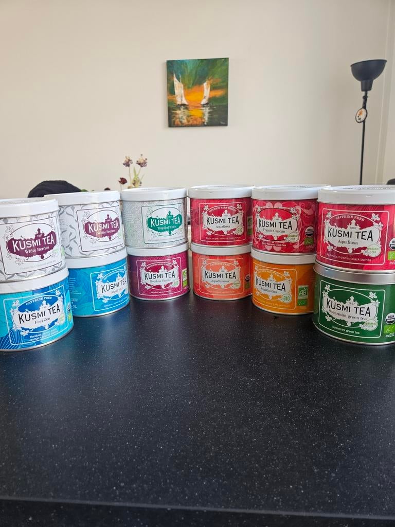Lege Kusmi Tea blikjes - Diverse kleuren en smaken, Verzamelen, Blikken, Ophalen of Verzenden, Gebruikt, Overige, Overige merken