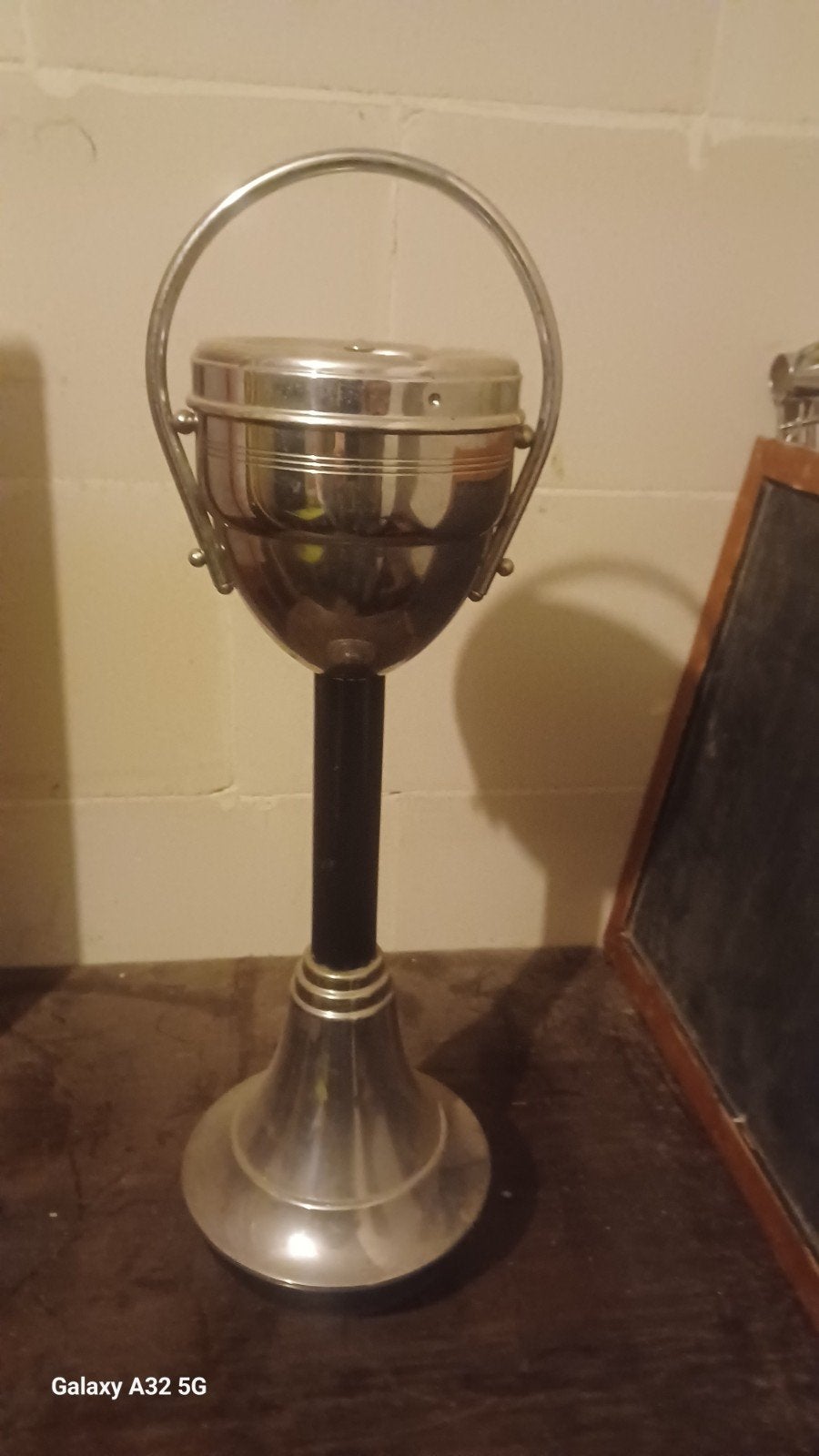 Vintage Vloerasbak Jaren '60 Chroom-Zwart 50cm, Ophalen