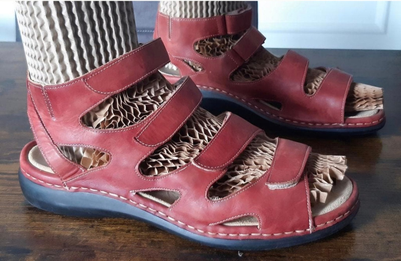 Durea Leren Sandalen Rood - Maat 40 (6.5), Ophalen of Verzenden