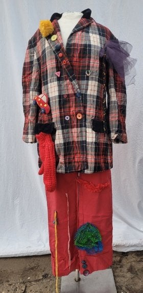Heel leuk tweedelig clowns outfit maat M/L - Carnaval, Maat 38/40 (M), Carnaval, ., Ophalen of Verzenden