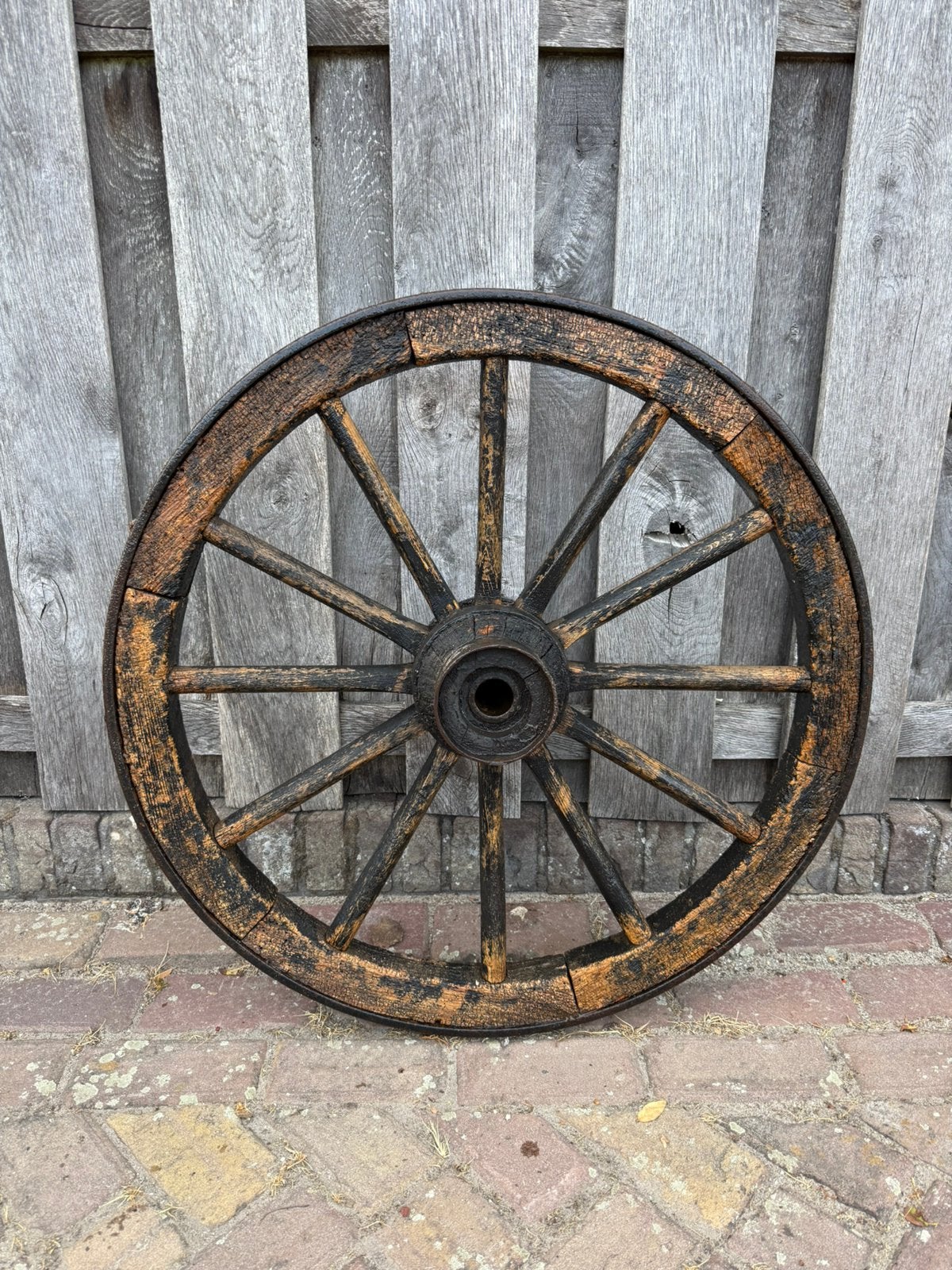 Oud wiel van een boeren kar, decoratie wiel, Antiek en Kunst, Curiosa en Brocante, Ophalen