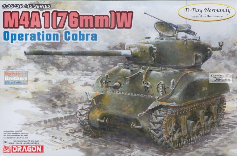 Dragon 1:35 M4A1 (76mm)W Sherman - Operation Cobra - upgrad., Overige merken, Tank, 1:32 tot 1:50, Nieuw