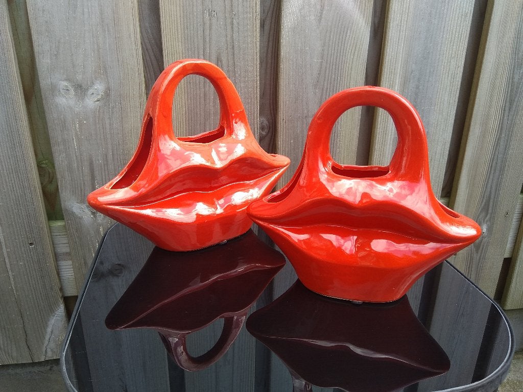 Aardewerk pot lippen rood - 2 modellen - NU ACTIE DHL!!!!, -, Kwastje-over-Kastje, Nieuw, Ophalen of Verzenden
