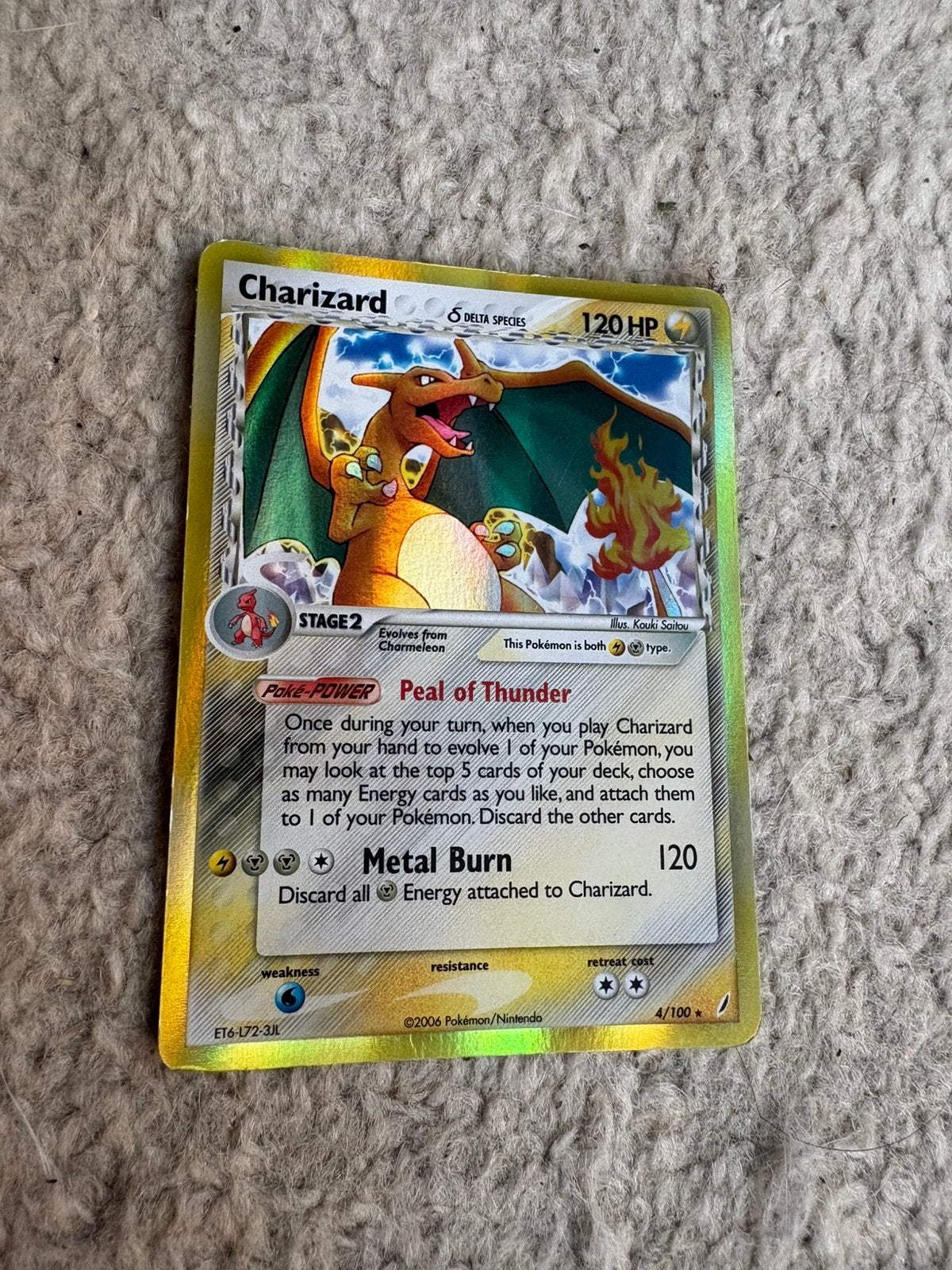 Pokemon kaart charizard 4/100 holo delta species, Ophalen of Verzenden, Zo goed als nieuw