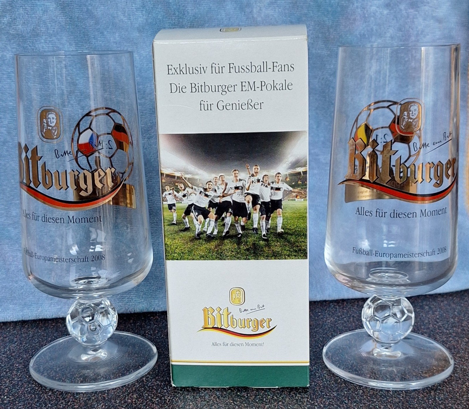 Set Bitburger EK bierglazen, Verzamelen, Ophalen of Verzenden, Zo goed als nieuw, Glas of Glazen, Overige merken