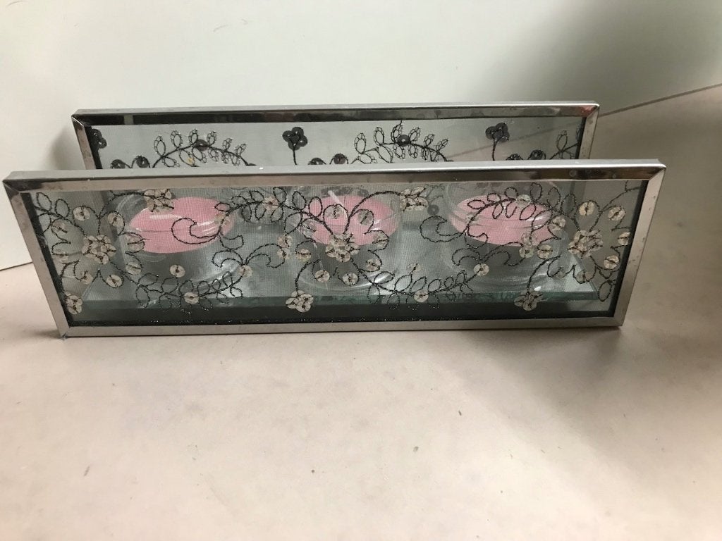 Decoratieve spiegel theelichthouder met bloemmotief, 10 cm, Overige merken, Waxinelichthouder, Nieuw