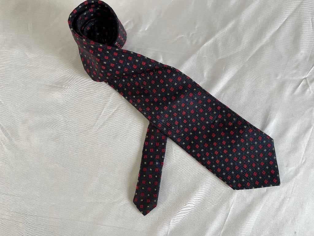 Amici zijden stropdas Made in Italy 100% zijde, Blauw, Ophalen of Verzenden, Zo goed als nieuw, Met patroon