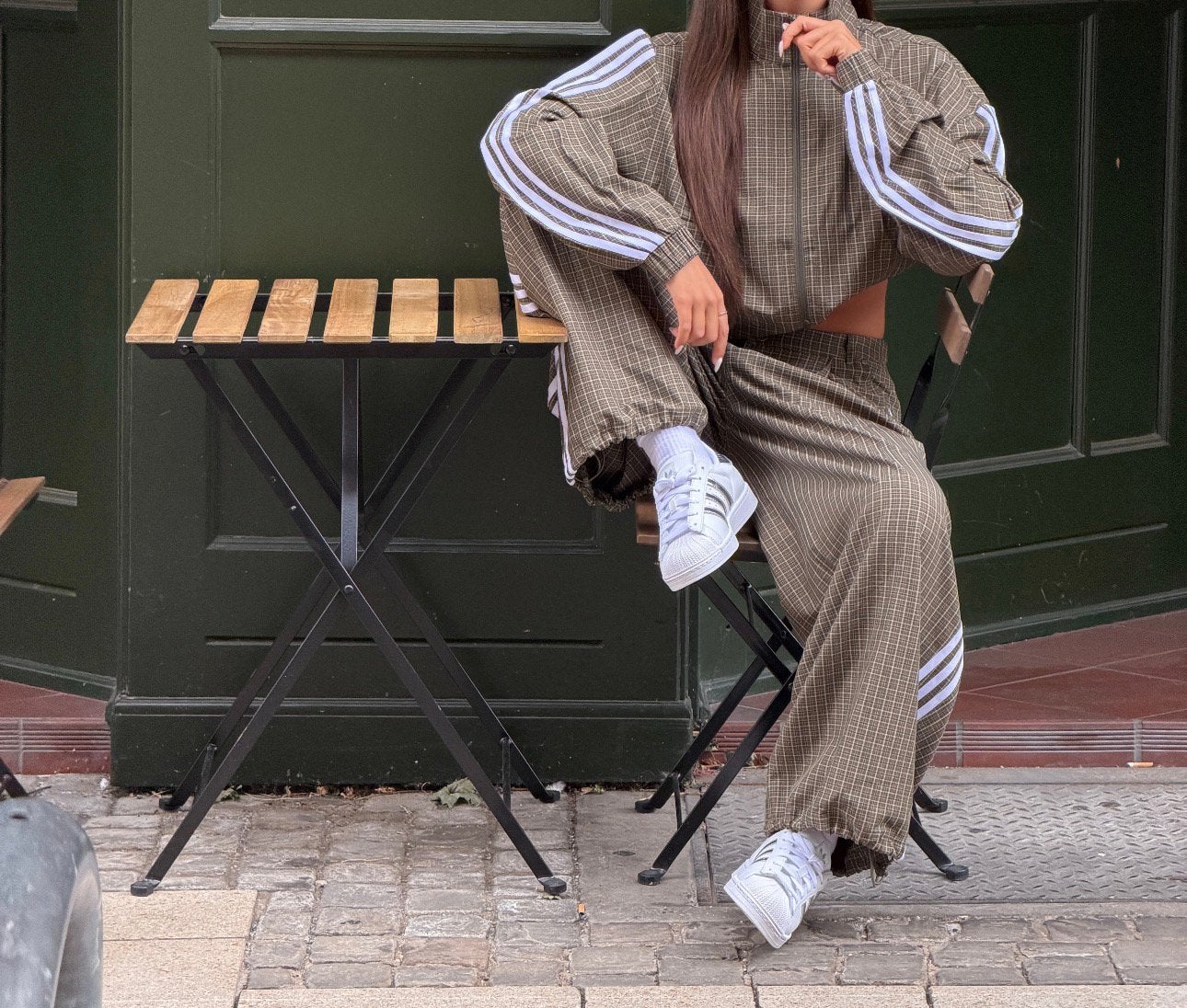 Adidas check sportjack en broek, Kleding | Dames, Ophalen of Verzenden, Nieuw, Maat 36 (S), Overige typen