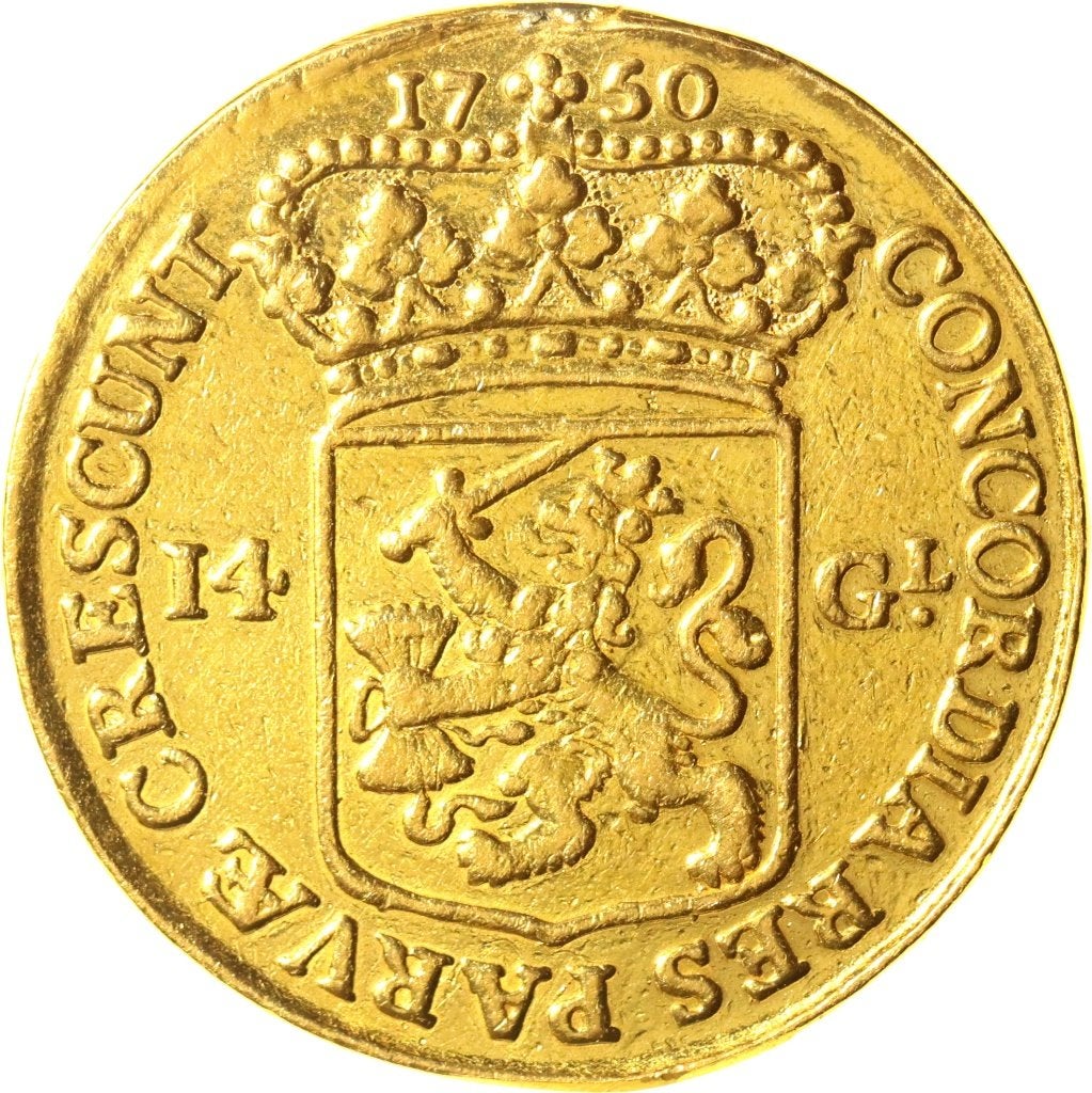 Utrecht - Gouden rijder van 14 gulden 1750 - GOUD, Postzegels en Munten, Vóór koninkrijk, Losse munt, Goud, Overige waardes