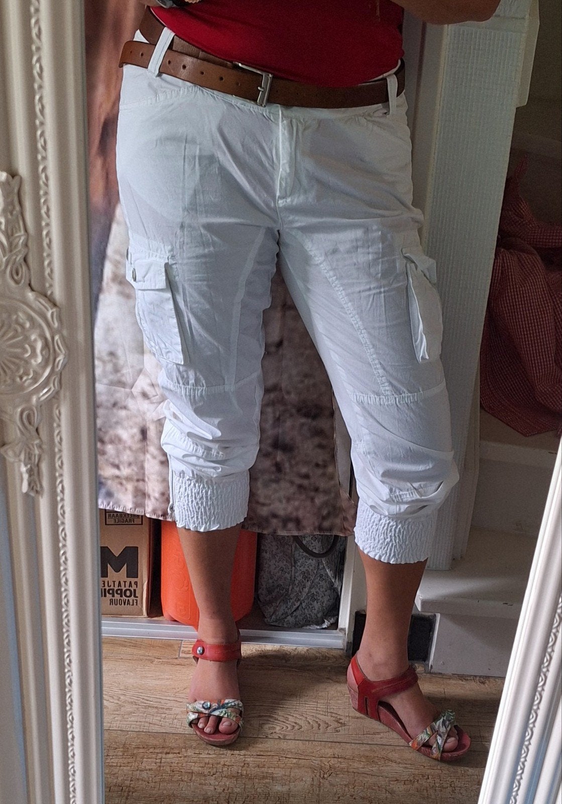 Witte capri   of 2 deligset  roze/wit, Maat 38/40 (M), Wit, Ophalen of Verzenden, Zo goed als nieuw