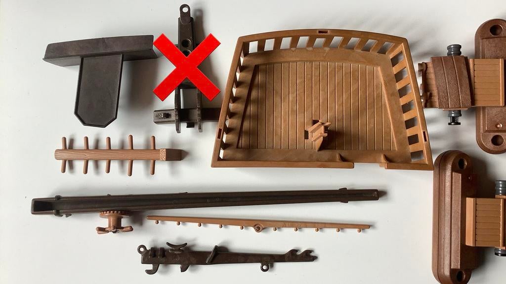 Playmobil onderdelen bruin piratenschip dak hek mast trap, Ophalen, Gebruikt, Los playmobil