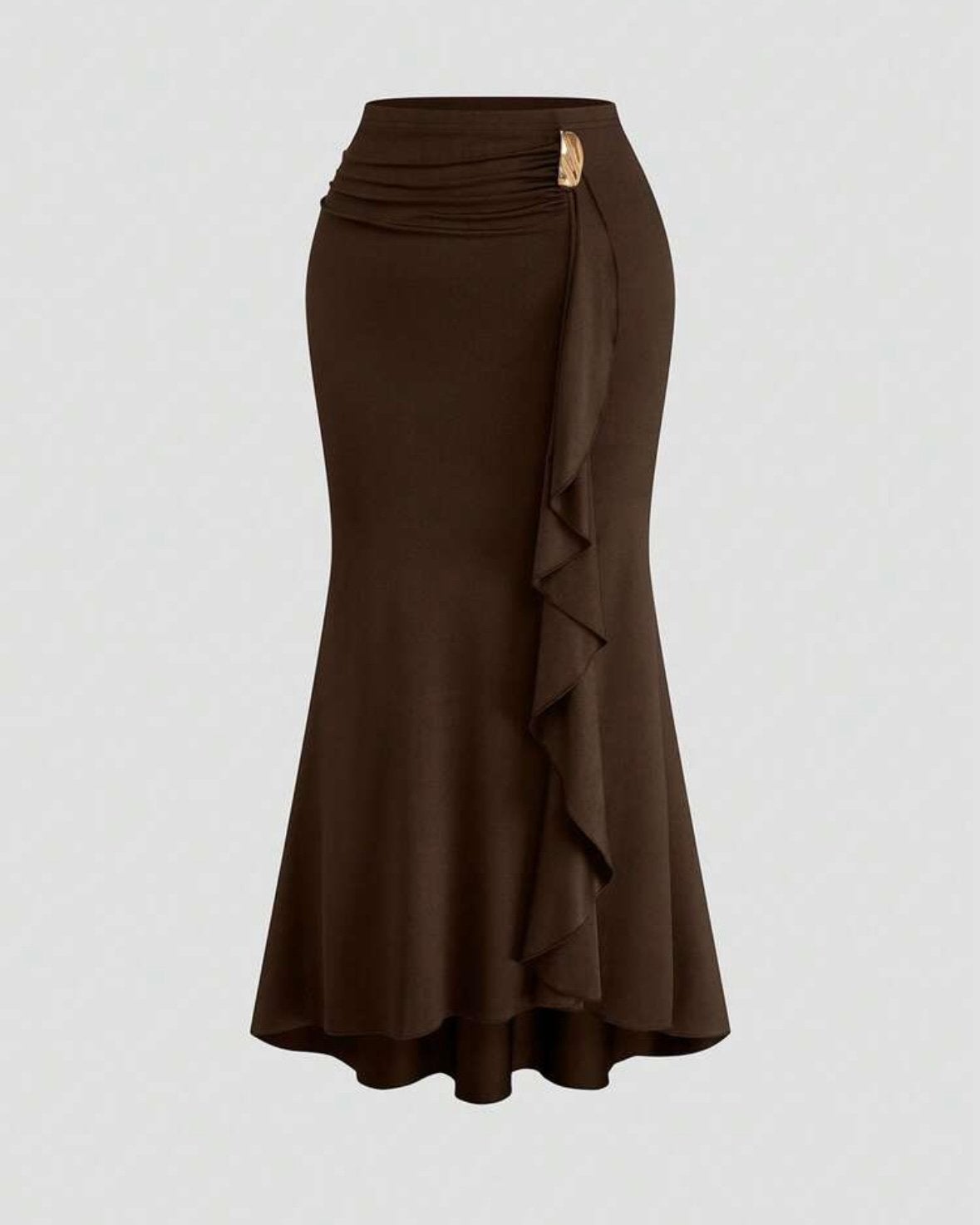 maxi-rok met gouden gesp Bruin (44-52), Kleding | Dames, Verzenden, Nieuw, Bruin, Rok