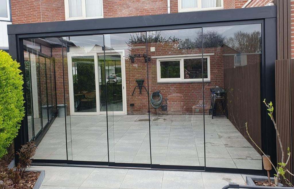 Veranda met schuifglas en zonwering, Tuin en Terras, Overkappingen, Ophalen of Verzenden