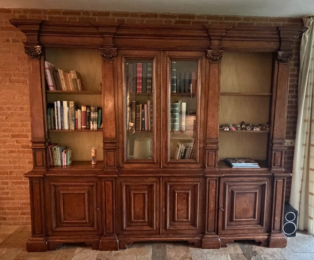 Antiek Driedelige Boekenkast met Vitrine, Antiek en Kunst, Ophalen