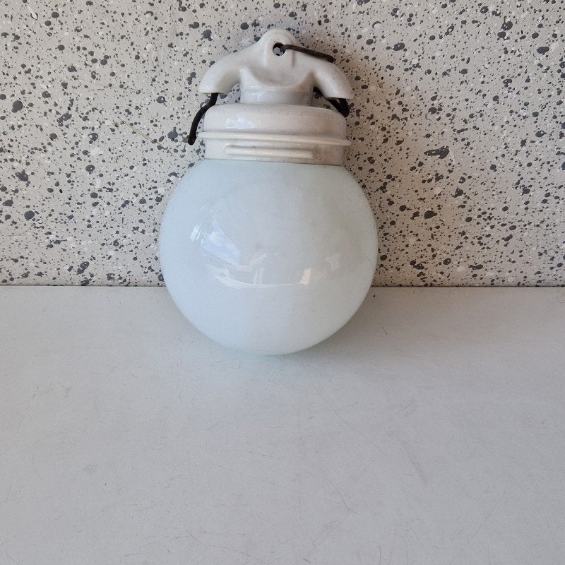Oude industriële hanglamp porseleinen houder, Ophalen of Verzenden
