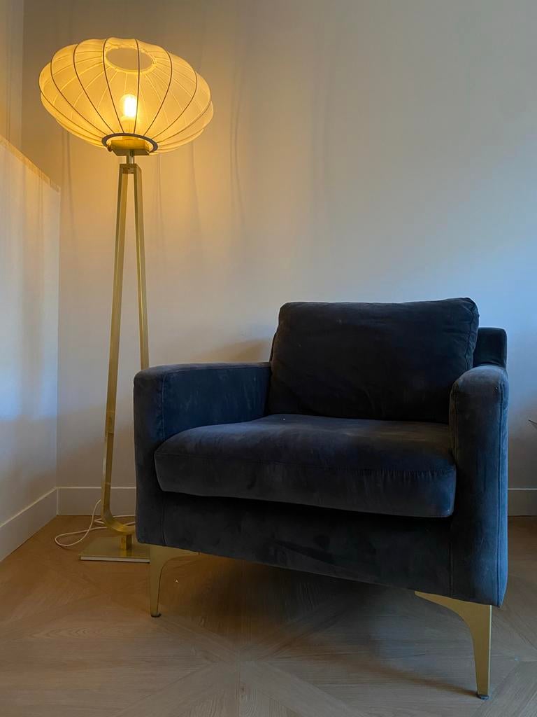 Fluwelen fauteuil Sofa Company - Donkergrijs, Huis en Inrichting, Ophalen, Gebruikt, Stof, 75 tot 100 cm