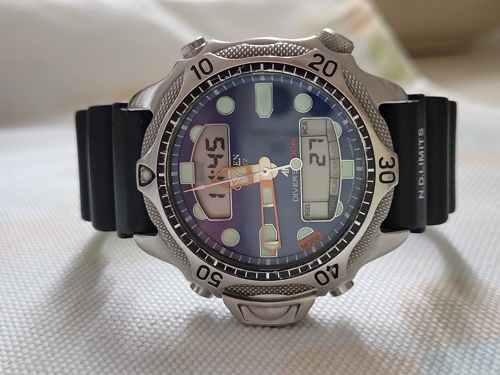 Te koop nette vintage citizen jp1010, Ophalen, Gebruikt, Staal, Kunststof
