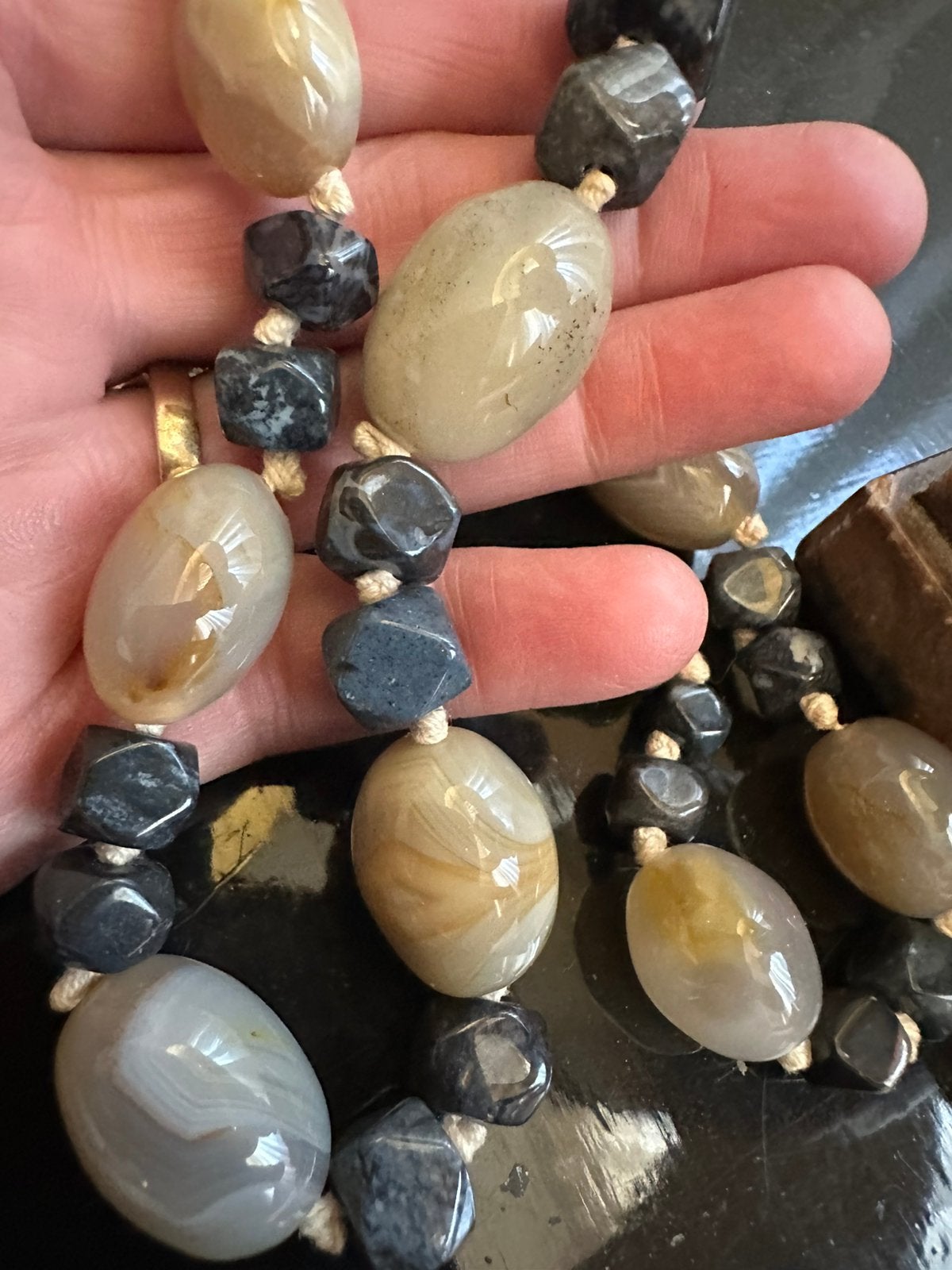 Half edelsteen o.a Agaat handgemaakte ketting 60 cm, Ophalen of Verzenden, Gebruikt