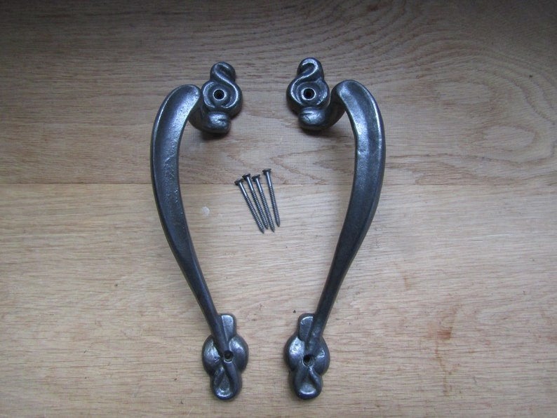 Gietijzeren Art Nouveau Handvaten - 28 cm, Ophalen of Verzenden