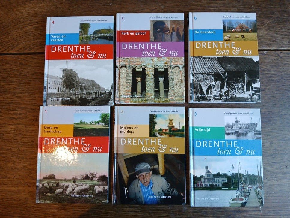 DRENTHE TOEN EN NU 6 STUKS NIEUWSTAAT.., Ophalen of Verzenden, Nieuw, WAANDERS UITGEVERS, Drenthe