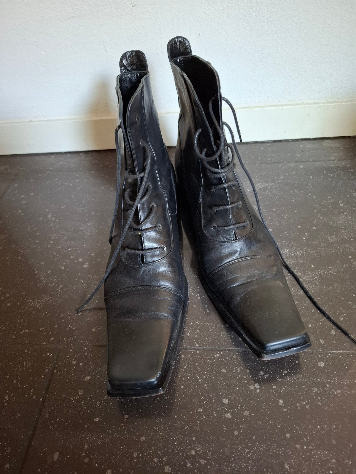 zwarte leren veterlaars maat 40 vero cuoio, Ophalen, Vero cuoio, Schoenen met lage hakken, Zwart