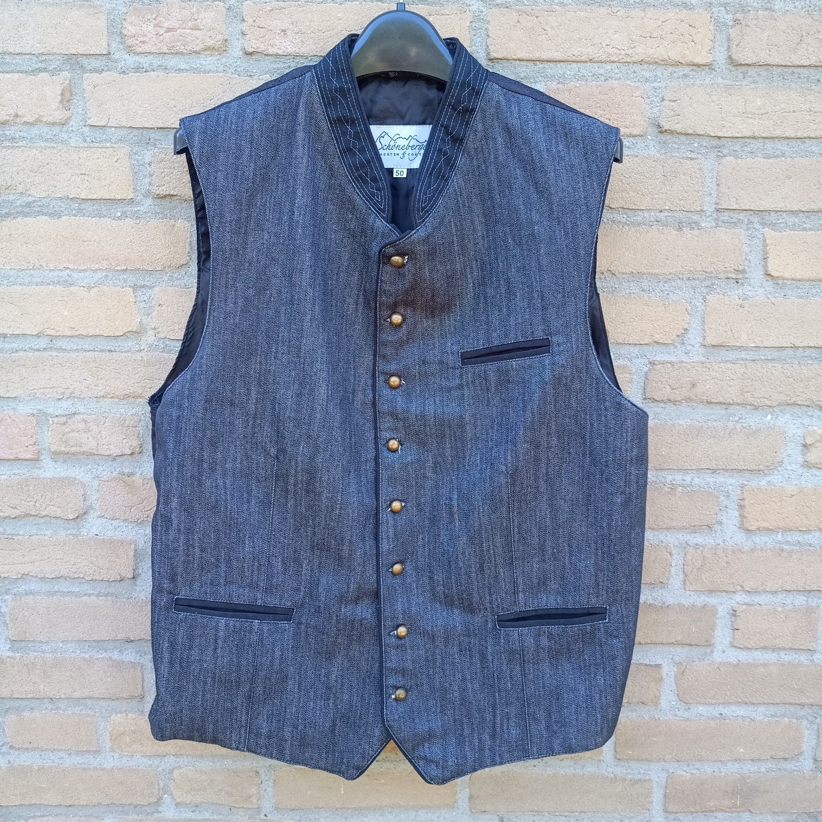 Tiroler Gilet 50 Schöneberger linnen look koperen knopen, Kleding | Heren, Carnavalskleding en Feestkleding, Maat 48/50 (M), Schöneberger