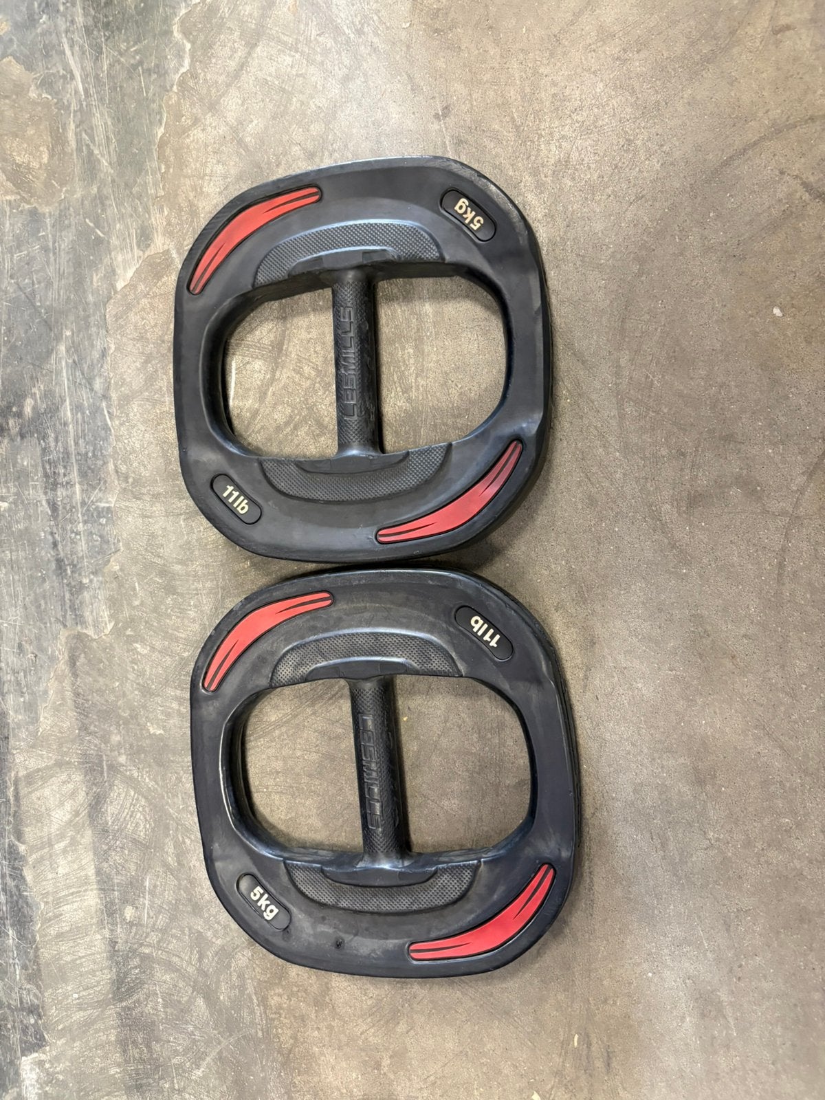 2 x 5 kg les mills smart bar schijven gewichten beschadigd, Gebruikt, Les mills, 2 x 5 kg, Schijven