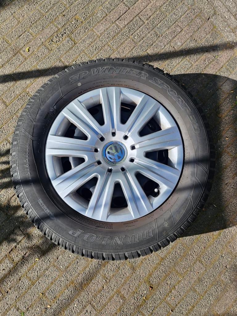 4 zgan Dunlop banden op velg 215 65 R16, Auto-onderdelen, Banden en Velgen, Ophalen, 215 mm, 16 inch, Winterbanden