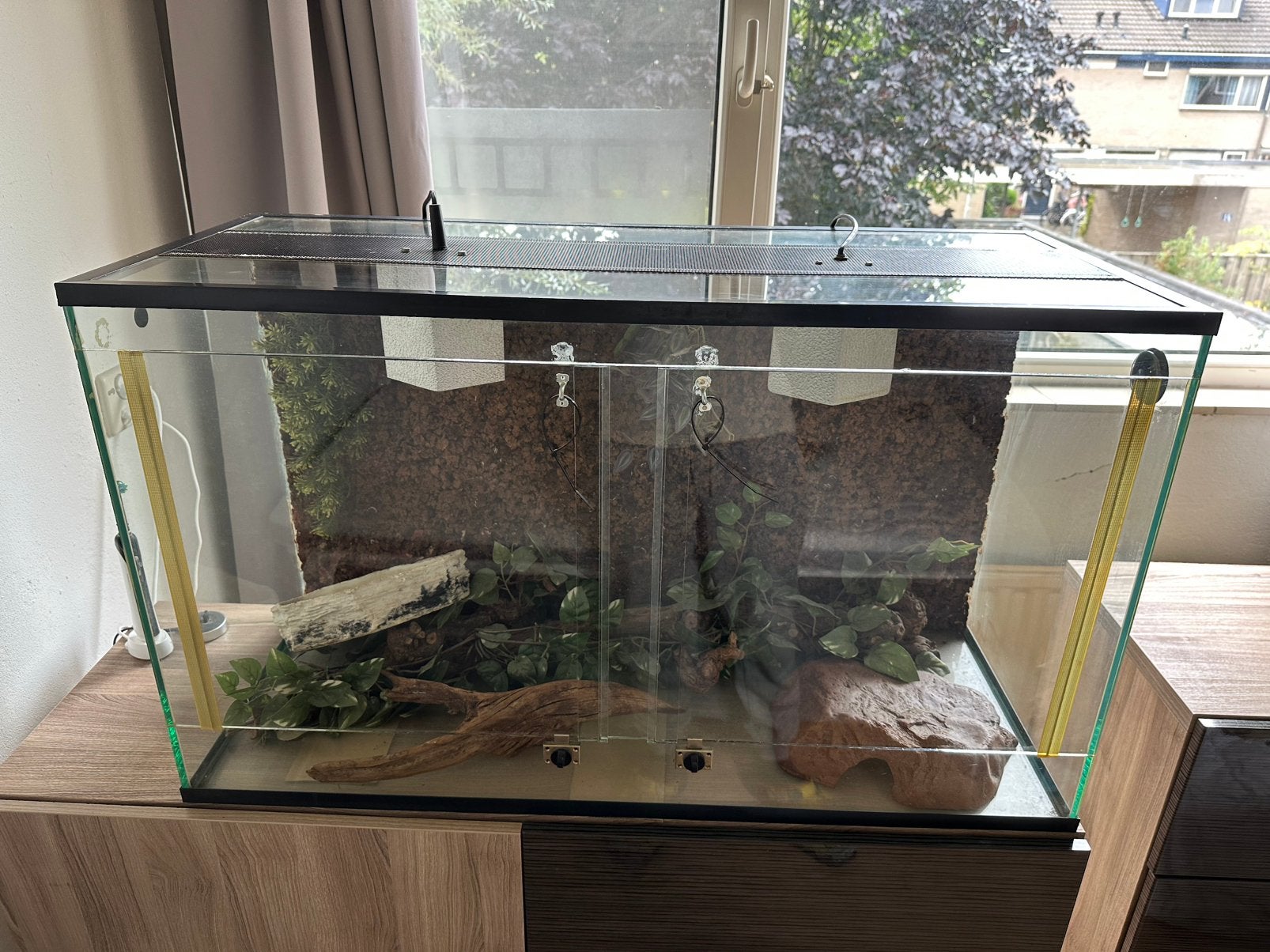 Terrarium 95,5 x 40,5 x 56 met boebehoren, Dieren en Toebehoren, Ophalen, Gebruikt
