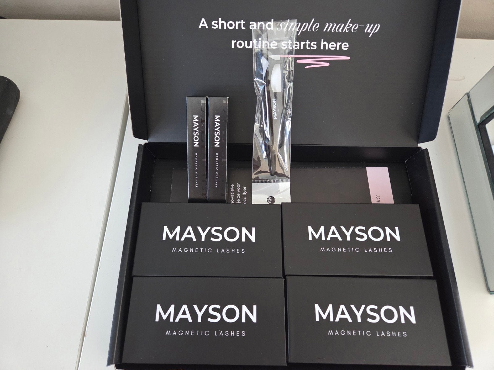 Mayson Magneetwimpers set:4 soorten wimpers, tang & eyeliner, Ophalen of Verzenden, Zwart, Ogen