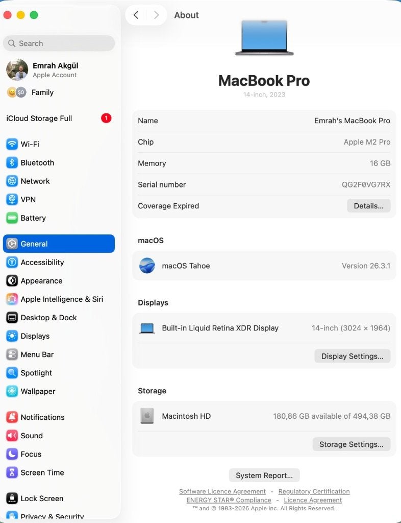 Macbook Pro M2 Pro 512 GB 16 GB 2023, Qwerty, Overige groottes, 512 GB, Zo goed als nieuw