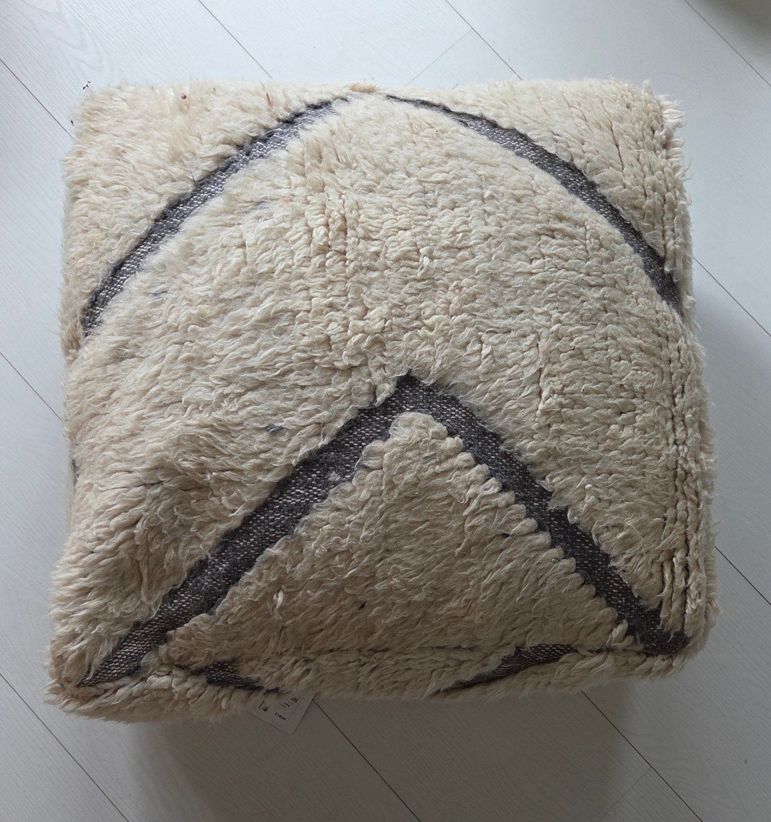 OUTLET: Handgemaakte Vintage Wollen Poef uit Marokko, Vintage Marokkaans, Gebruikt, Vierkant, Ophalen of Verzenden