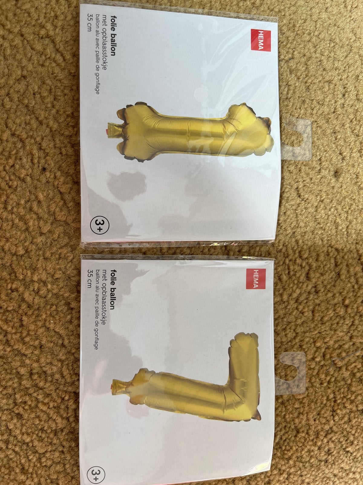 Hema Folieballon Goud - 1 en 7, Ophalen of Verzenden, Nieuw, Versiering, Verjaardag