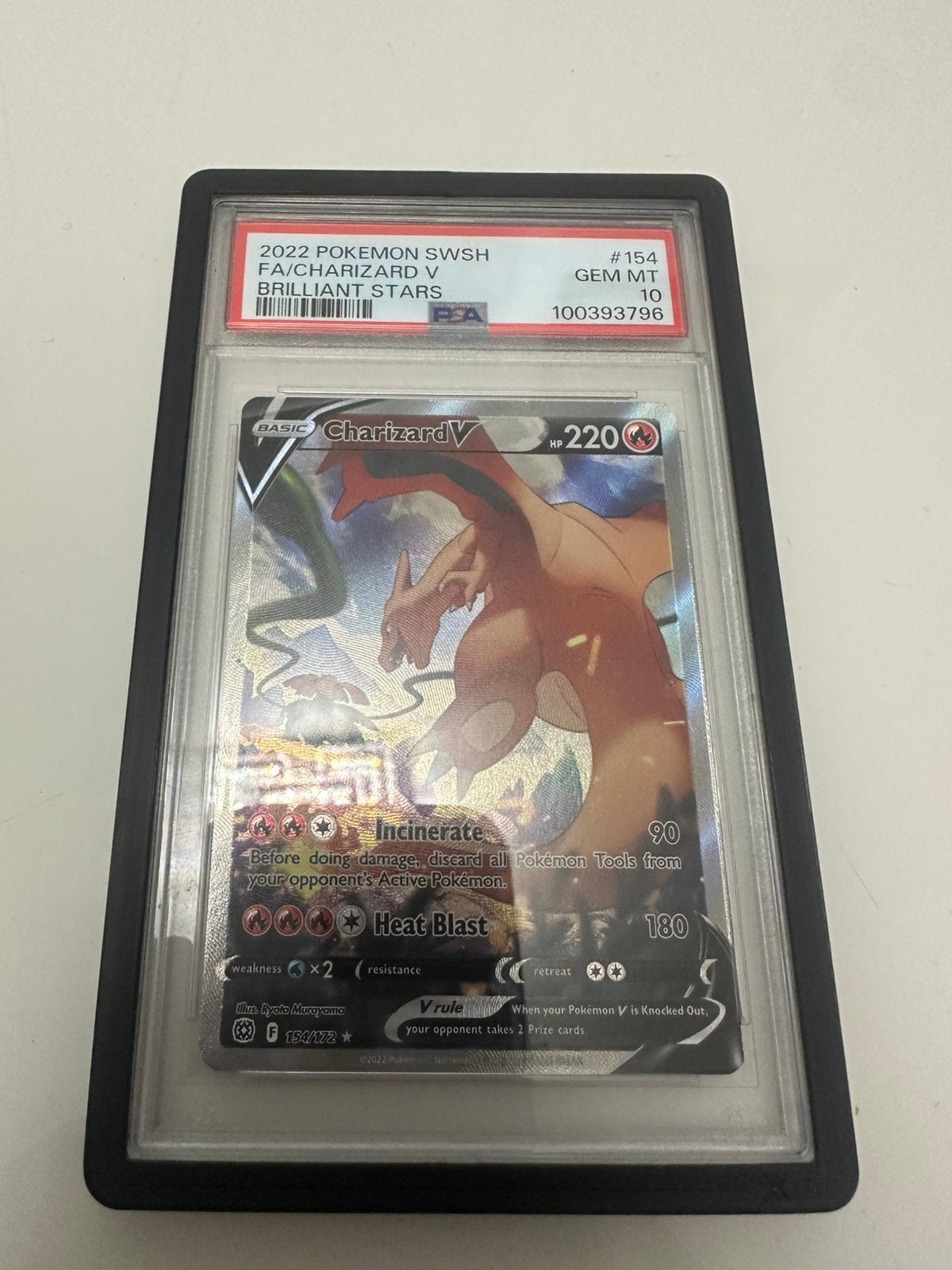 Charizard V #154 – Brilliant Stars – PSA 10 Gem Mint, Ophalen of Verzenden, Zo goed als nieuw