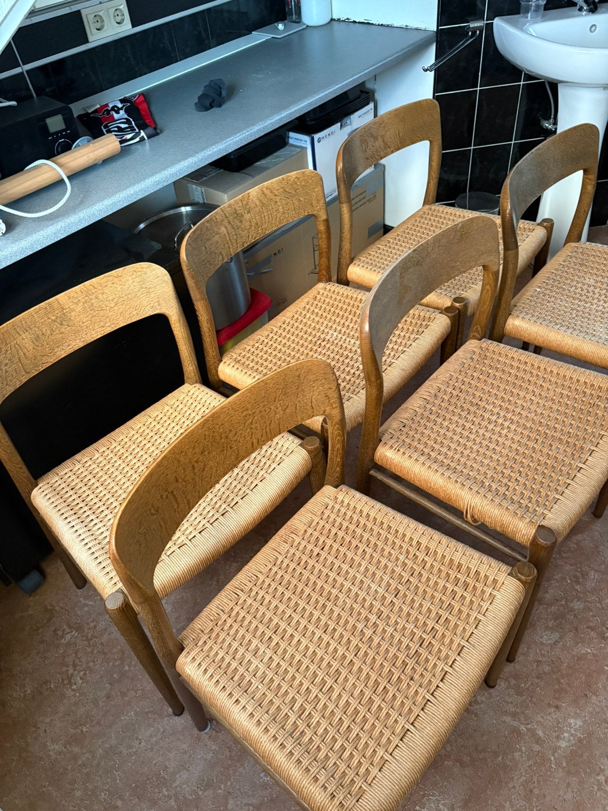 Deens design stoel Niels Otto Muller, Ophalen, Gebruikt, Bruin, Deens design