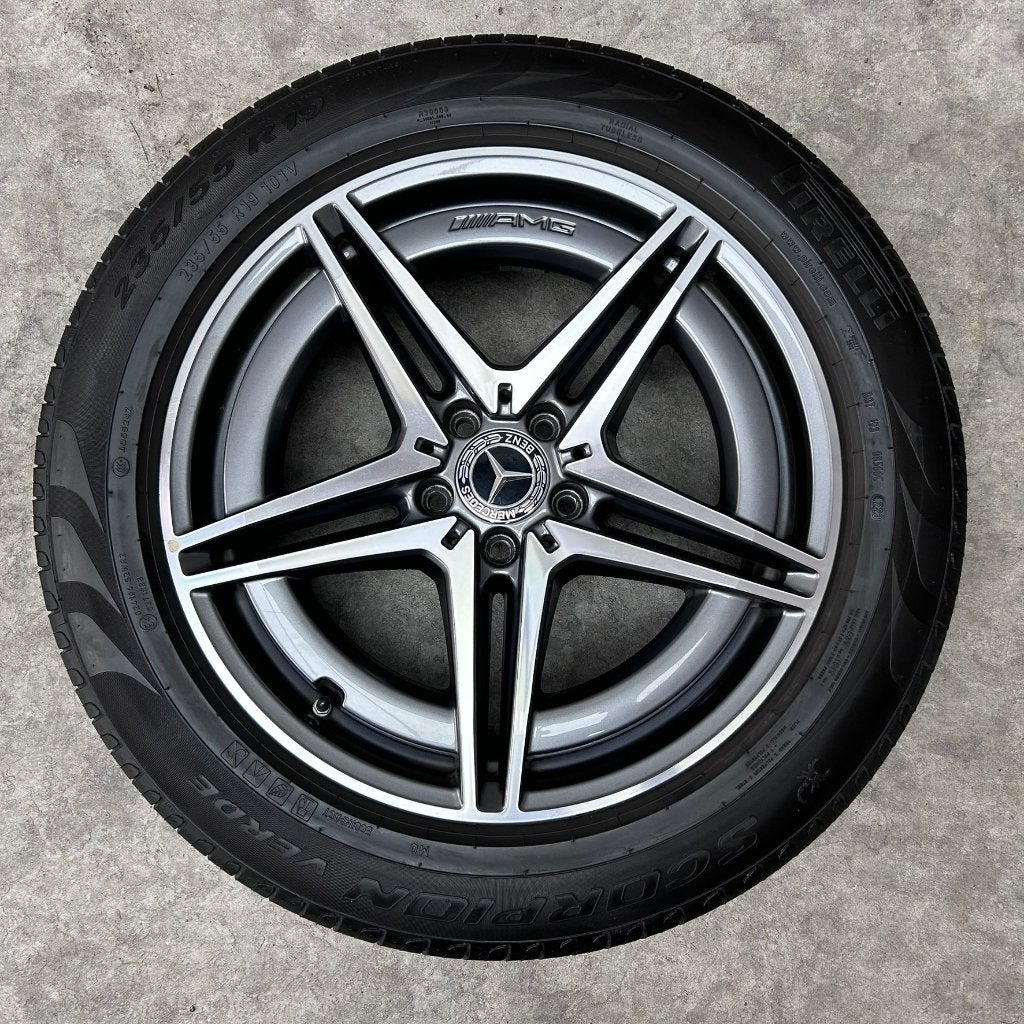 19 inch originele  AMG velgen + zomerbanden Mercedes EQC, Auto-onderdelen, Banden en Velgen, 19 inch, Gebruikt, Banden en Velgen