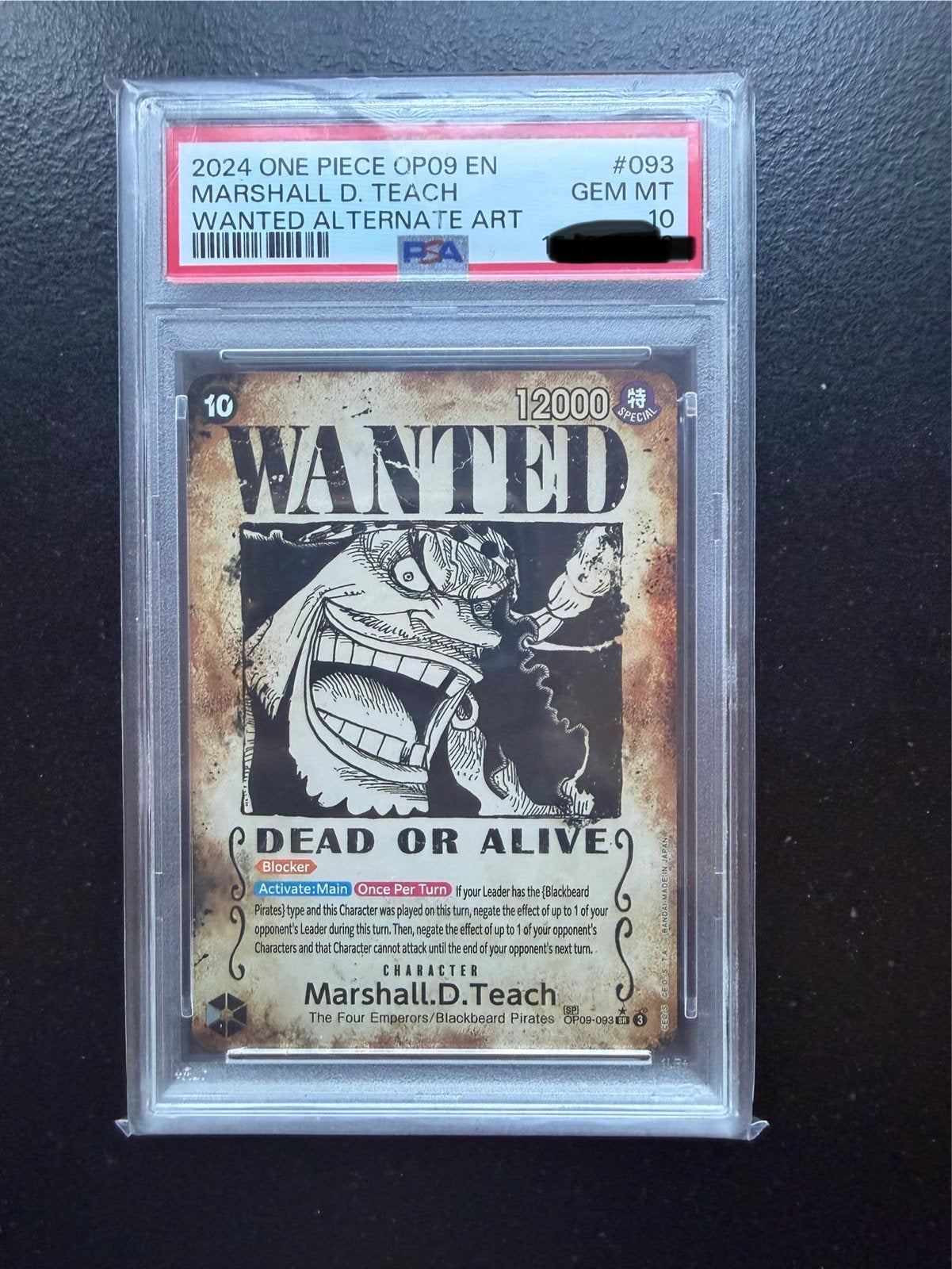 One Piece Marshall D. Teach Wanted Alt Art PSA 10, Hobby en Vrije tijd, Verzamelkaartspellen | Magic the Gathering, Ophalen, Nieuw