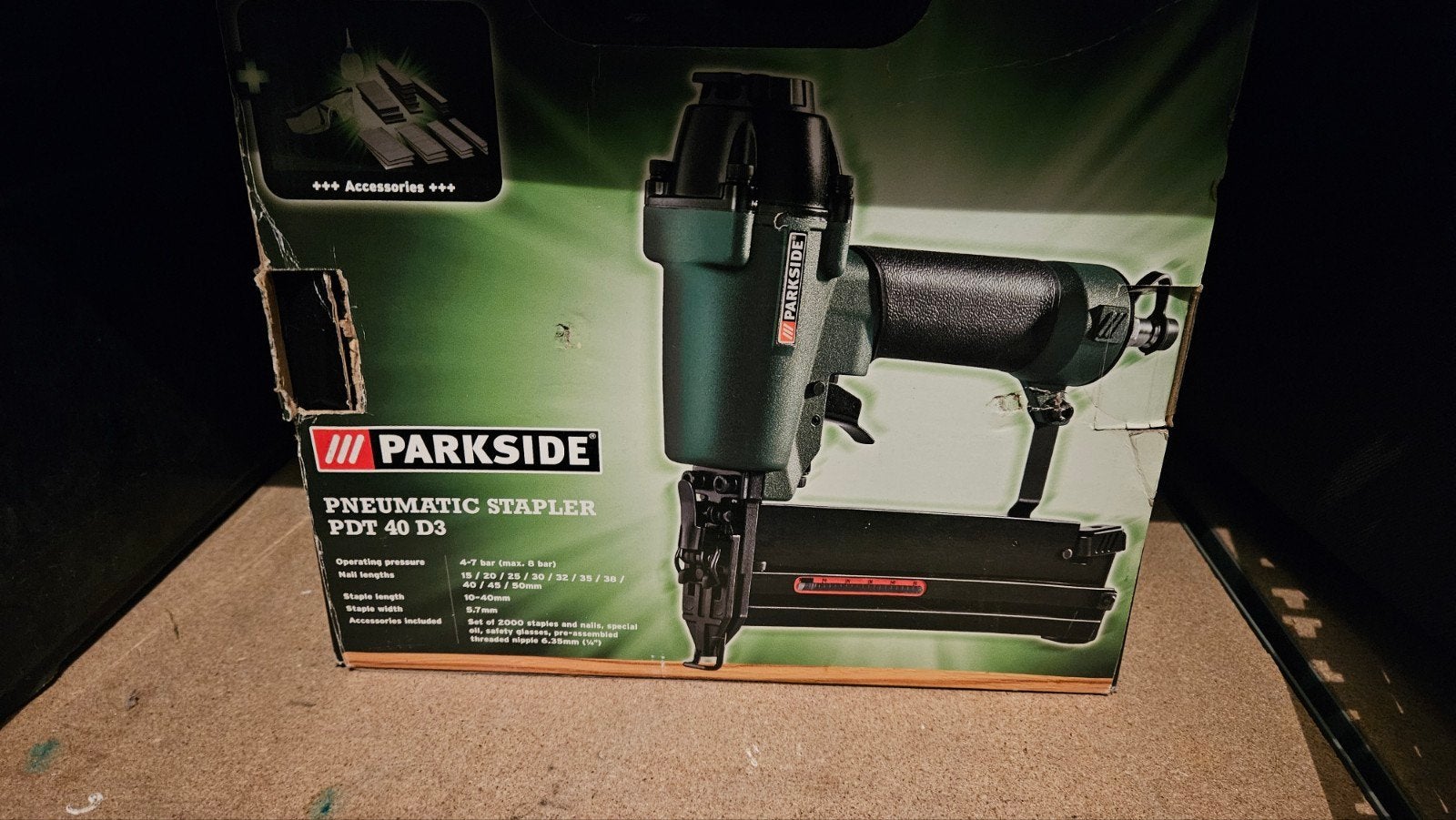 Parkside Pneumatische Tacker PDT 40 D3 met accessoires, Ophalen of Verzenden, Nieuw, Tacker/nietmachine, Parkside