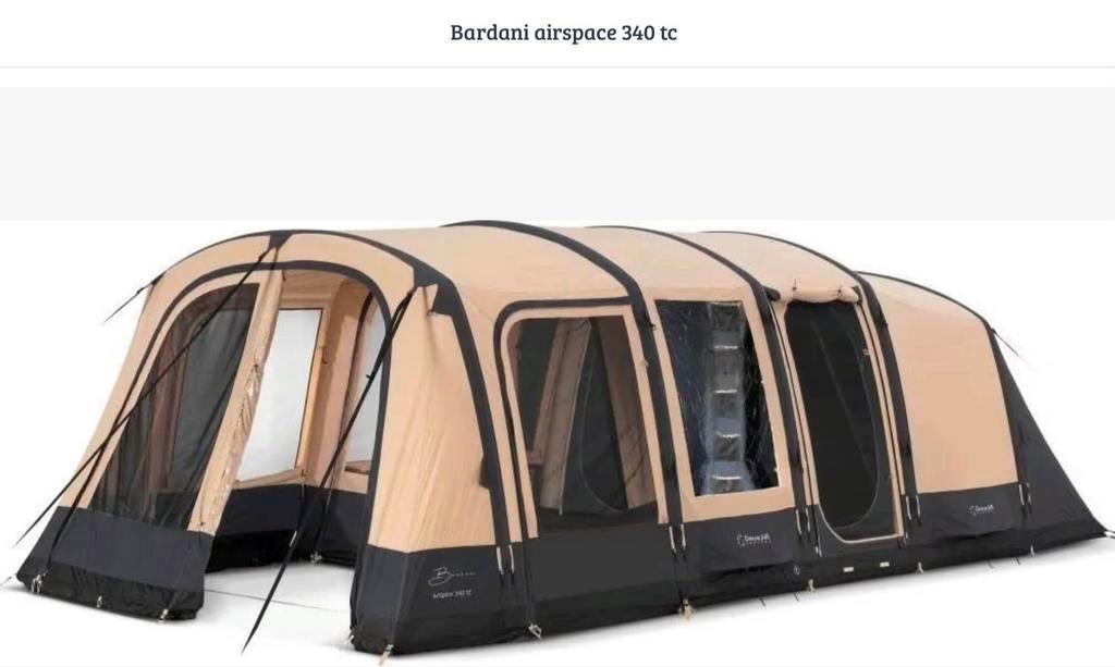 Bardani Airspace 340 TC oppomptent, Caravans en Kamperen, Tenten, Ophalen, Zo goed als nieuw, Tot en met 4
