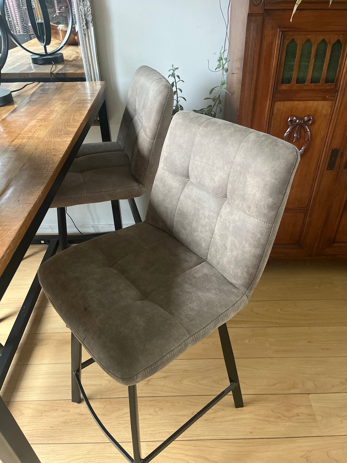 Set van 4 - taupe met zwart metalen frame, Ophalen, Twee, Overige kleuren, Zo goed als nieuw