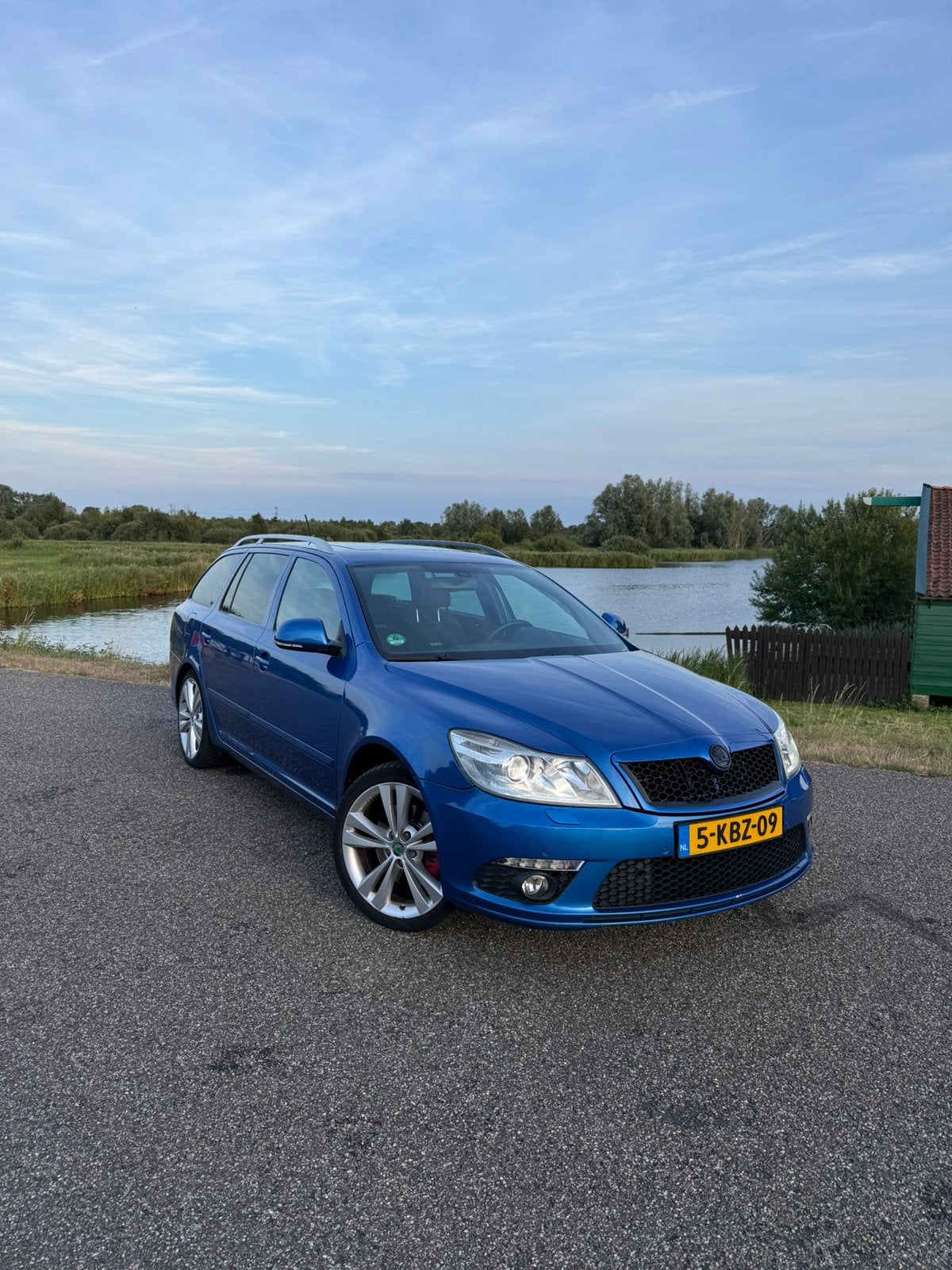 Skoda Octavia Vrs, 4 cilinders, 1984 cc, Blauw, Leder en Stof