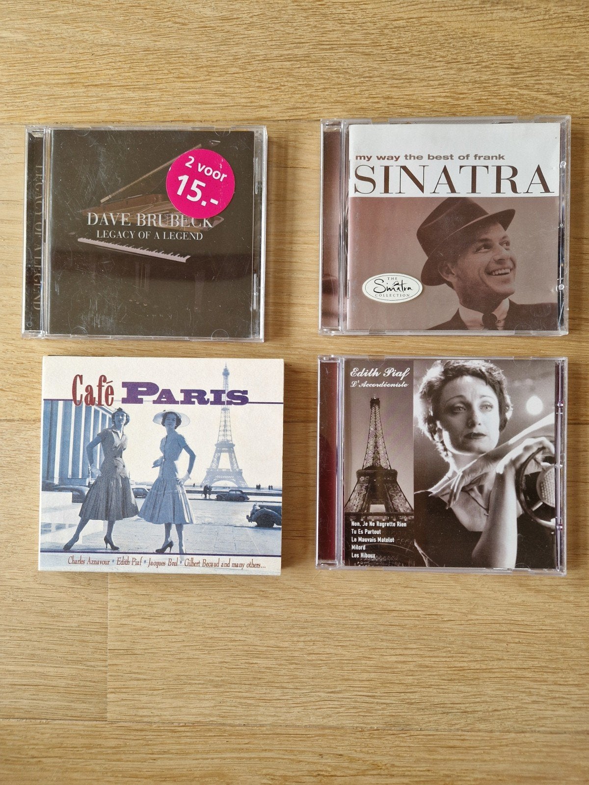 4x Jazz CD (Frank Sinatra, Edith Piaff, Café Paris ea), Ophalen of Verzenden, Zo goed als nieuw