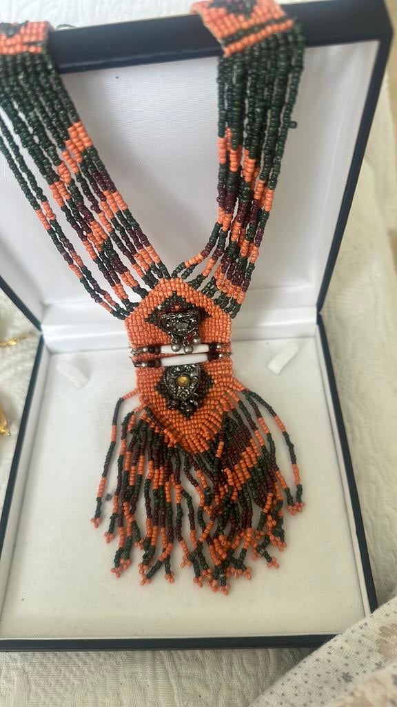 Koraal  etnische berber ketting, Ophalen of Verzenden, Overige materialen, Ketting