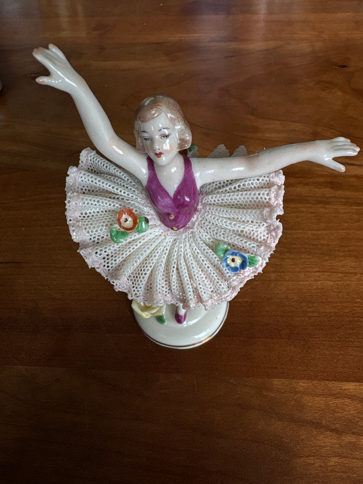 Antiek Porseleinen Ballerina Beeldje - Dresden Art, Ophalen
